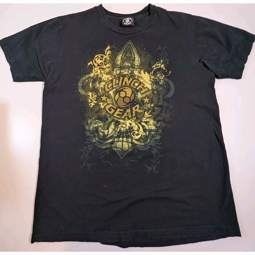 Vintage Clinch Gear T-Shirt Size Large Black Graphic